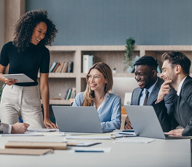 Team members in a business meeting.